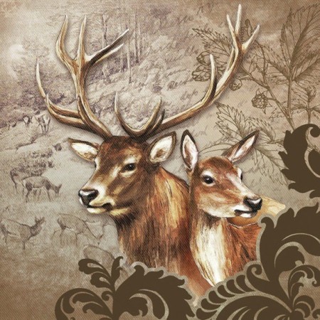 Servietter Deer Couple Brown Lunsj 20stk