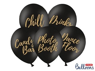 Ballonger Candy Bar, Chill, Dance Floor, Drinks, Photo Booth, 5stk Svart