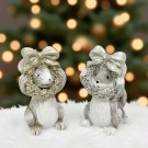 Julemus grå stående beige/sølv 4x4x7cm thumbnail