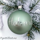Julekule med personlig navn Eukalyptus/sølvtekst 8cm thumbnail