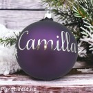 Glass Julekule med personlig navn Purple/Sølvskrift 8cm thumbnail
