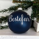 Julekule med personlig navn NightBlue/sølvskrift 8cm thumbnail
