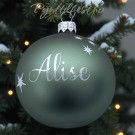 Julekule med personlig navn SageGreen/sølvtekst 8cm thumbnail