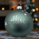Julekule med personlig navn SageGreen/sølvtekst 8cm thumbnail