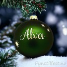 Glass Julekule med personlig navn Pinegreen/Gullskrift 8cm thumbnail
