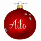 Julekule med personlig navn Julerød/sølvskrift 8cm thumbnail