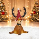 Elg sittende funny brun /skjerf 11,5cm thumbnail