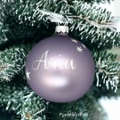 Julekule med personlig navn FrostedLilac/sølvskrift 8cm thumbnail