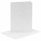 Kort og konvolutter 10,5x15/11,5x16,5cm 4sett Glitter Sølv thumbnail