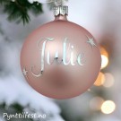Julekule med personlig navn BlushPink/sølvskrift 8cm thumbnail