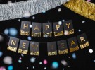 Banner Happy New Year Svart og Gull 135x16,5cm thumbnail