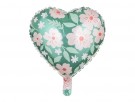 Folieballong Hjerte med blomster 45cm thumbnail