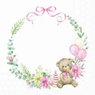 Servietter Lunsj Baby Teddy Bear Rosa 20stk  thumbnail