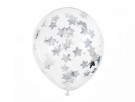 Ballonger med stjerneconfetti 30cm 6stk Sølv thumbnail