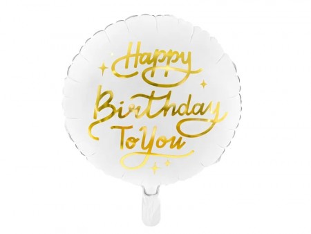Folieballong Happy Birthday To You 35cm Rund Hvit