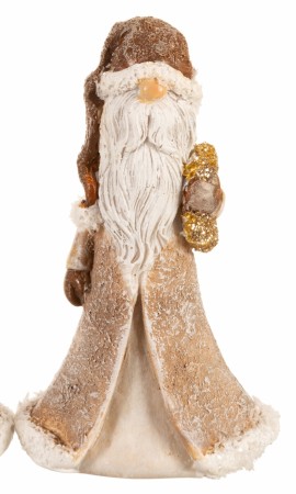 Nisse beige/brun stående med gullkrans 5x8cm 