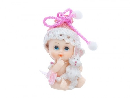 Babyfigur Jente med Kanin 6cm