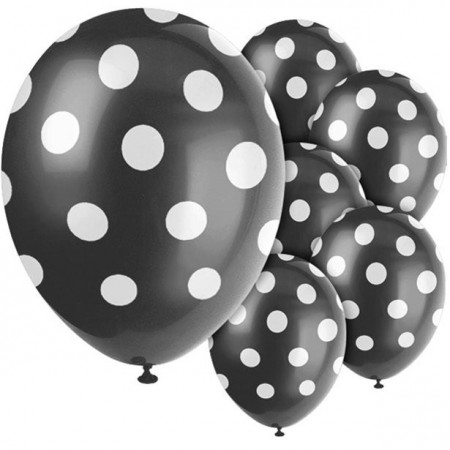 Ballonger Dots 6stk Svart