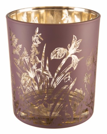 Lysglass ville blomster lilla 8,8x10cm