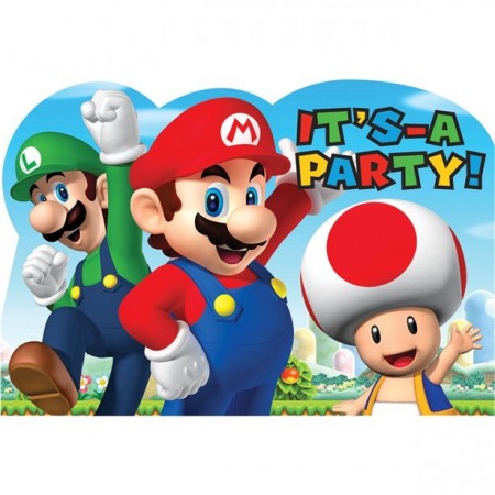 Super Mario Invitasjoner 8stk