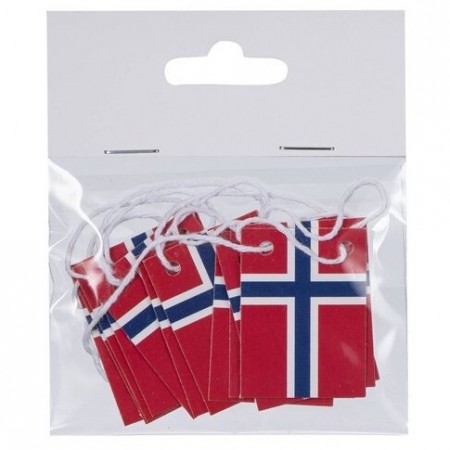 Norske flagg til juletre m/12 flagg 4cm 1,5meter