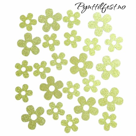 Confetti Bordpynt Glitterblomster Gul 24stk