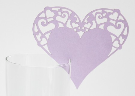 Bordkort Hjerte LC Lavendel 10stk