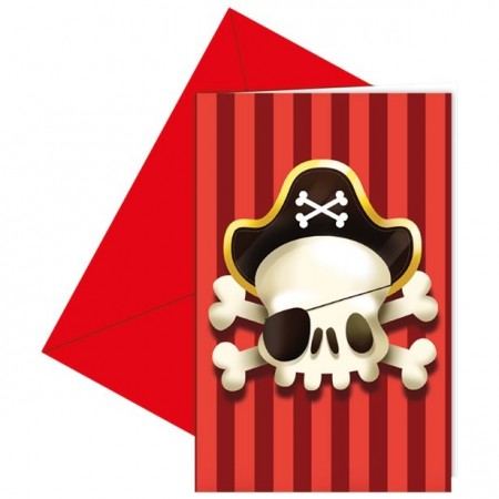 Pirat Invitasjoner 6stk inkl konvolutter