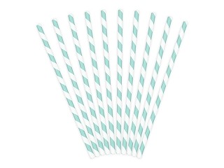 Papirsugerør 10 stk Striper Lysblå
