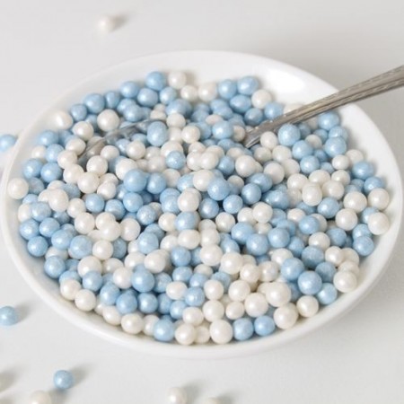Kakestrø Soft perler Blå/Hvite 60g