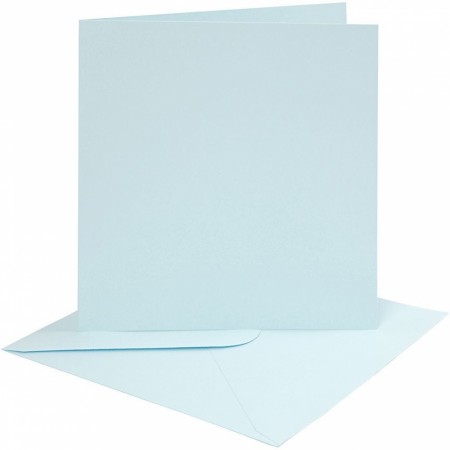 Kort og konvolutter 15,2x15,2cm/16x16cm 4sett Lysblå