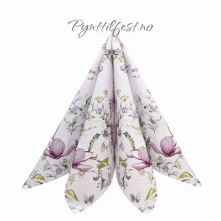 Servietter Lunsj Romantic Magnolia Rose 20stk