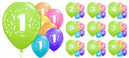 Bursdagsballonger 1-10 År DL