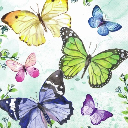 Servietter Lunsj Fluttering Butterflies Aqua 20stk 