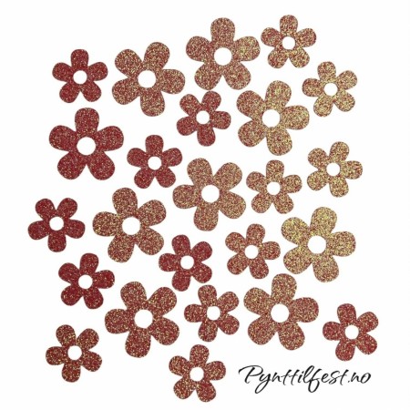 Confetti Bordpynt Glitterblomster Peach 24stk