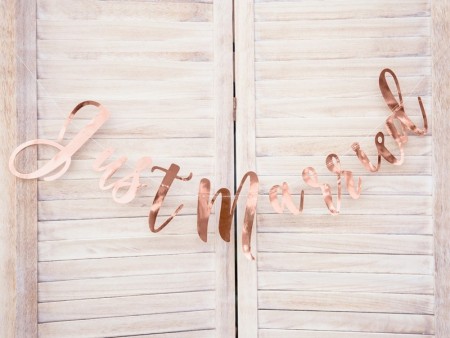 Banner Just Married rosegold 20x77cm