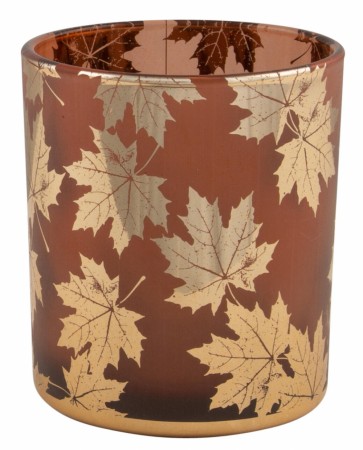 Lysglass gull løvblader brun 7x8cm