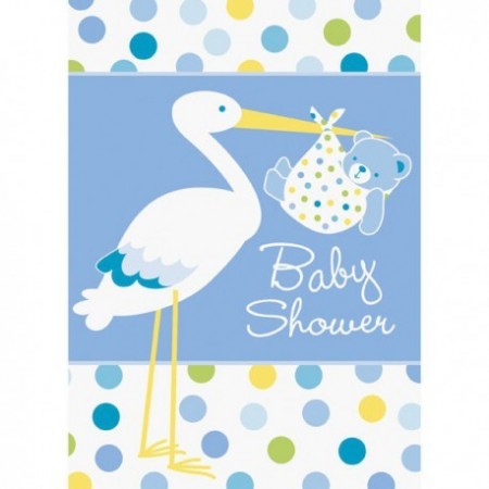 Baby Boy Stork Invitasjoner 8 stk