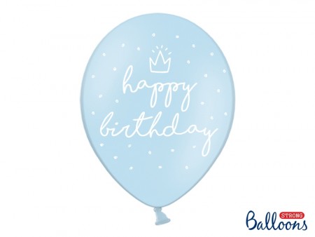 Ballonger 30cm happy birthday 6stk PL Blå