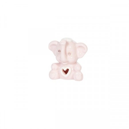 Elefant m/hjerte 4,3x4,5cm lys rosa