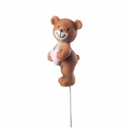 Bamse sticks med rosa hjerte 6.5cm