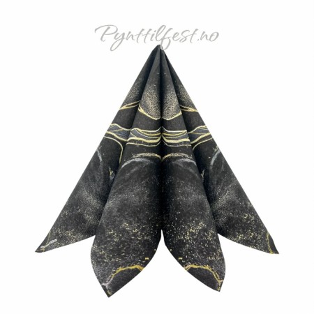 Servietter Lunsj Marble Svart 20stk 