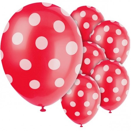 Ballonger Dots 6stk Røde