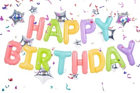 Folieballonger Happy Birthday 395x35cm pastelmix