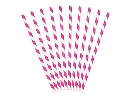 Papirsugerør 10 stk Striper Pink