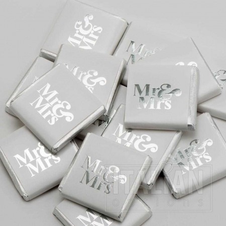 Sjokoladeplate Mr&Mrs Sølv 3,5x3,5cm