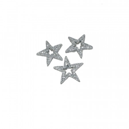 Stjerne 3,5cm sølv 12stk m/limpute