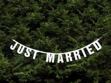 Just Married Banner Hvit