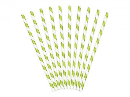 Papirsugerør 10 stk Striper Grønn