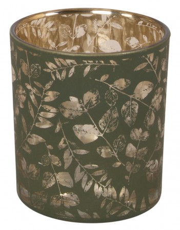 Lysglass matt grønn blader 7x8cm